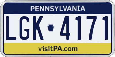 PA license plate LGK4171