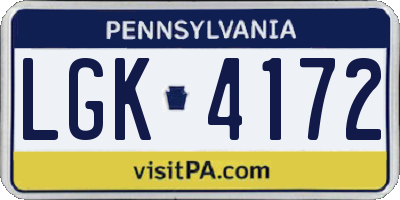 PA license plate LGK4172