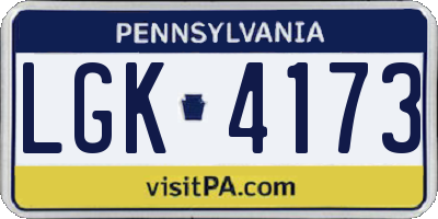 PA license plate LGK4173