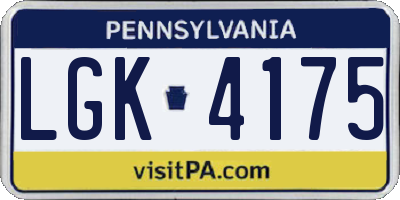 PA license plate LGK4175