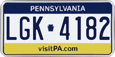 PA license plate LGK4182