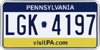 PA license plate LGK4197