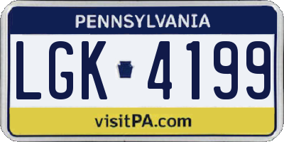 PA license plate LGK4199