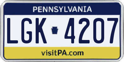 PA license plate LGK4207