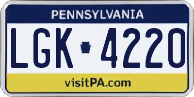 PA license plate LGK4220