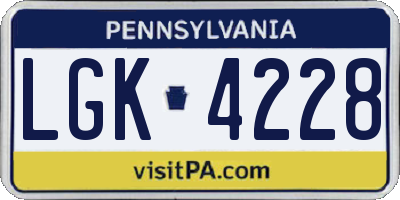 PA license plate LGK4228