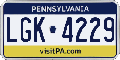 PA license plate LGK4229