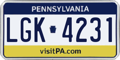 PA license plate LGK4231