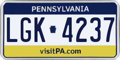 PA license plate LGK4237