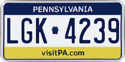 PA license plate LGK4239
