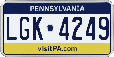PA license plate LGK4249