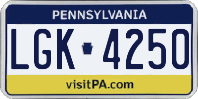 PA license plate LGK4250