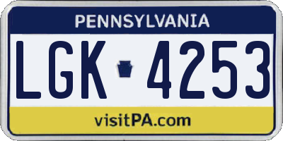 PA license plate LGK4253