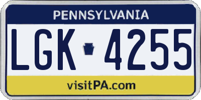 PA license plate LGK4255