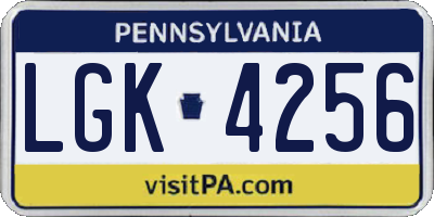 PA license plate LGK4256