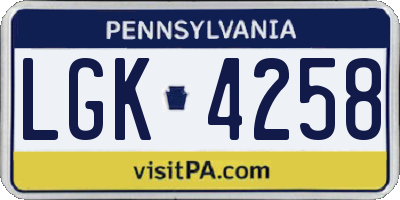 PA license plate LGK4258