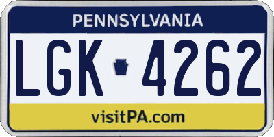 PA license plate LGK4262