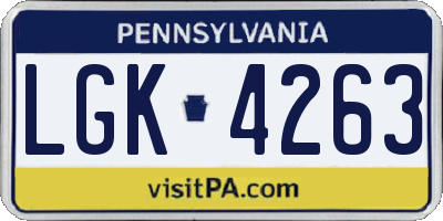 PA license plate LGK4263