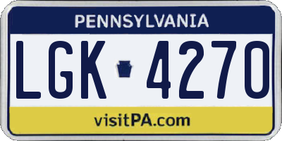 PA license plate LGK4270