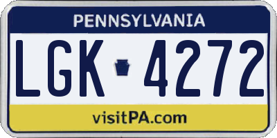 PA license plate LGK4272