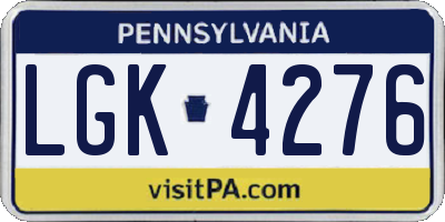 PA license plate LGK4276
