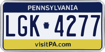 PA license plate LGK4277