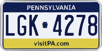 PA license plate LGK4278