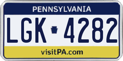 PA license plate LGK4282