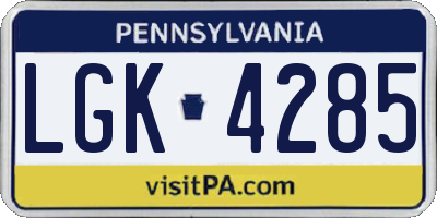 PA license plate LGK4285