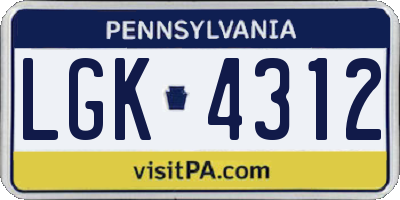 PA license plate LGK4312