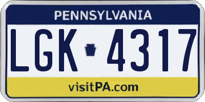 PA license plate LGK4317