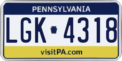 PA license plate LGK4318
