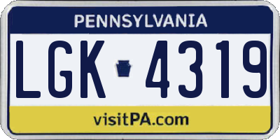 PA license plate LGK4319