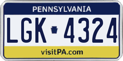 PA license plate LGK4324