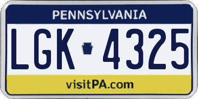 PA license plate LGK4325