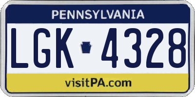 PA license plate LGK4328