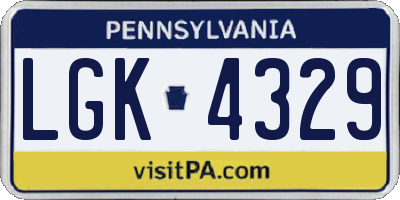 PA license plate LGK4329