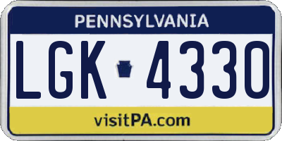 PA license plate LGK4330