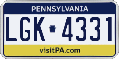 PA license plate LGK4331