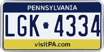 PA license plate LGK4334