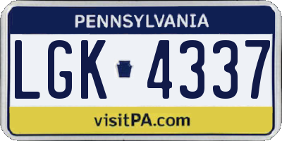 PA license plate LGK4337