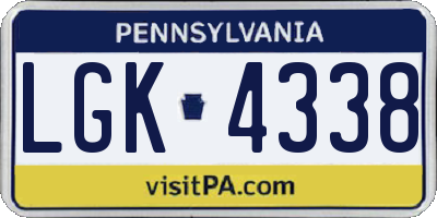 PA license plate LGK4338