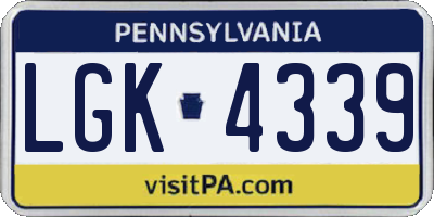 PA license plate LGK4339