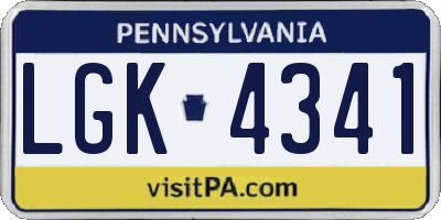 PA license plate LGK4341