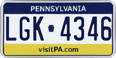 PA license plate LGK4346
