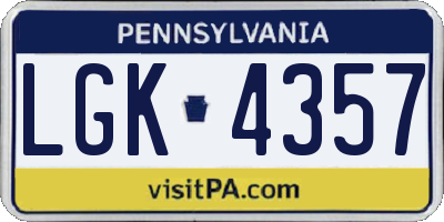 PA license plate LGK4357