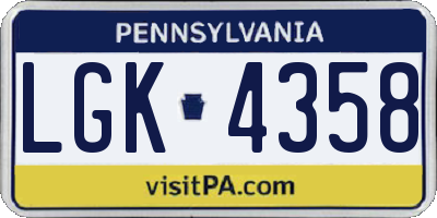 PA license plate LGK4358