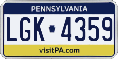 PA license plate LGK4359