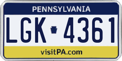 PA license plate LGK4361