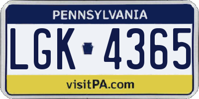 PA license plate LGK4365